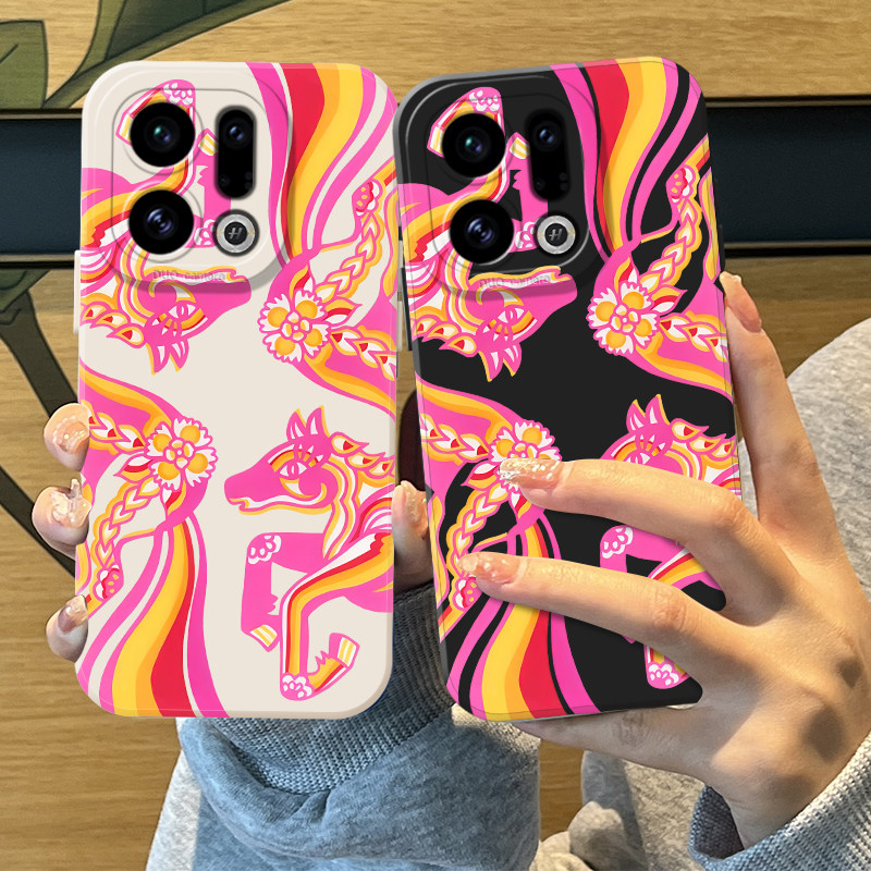 马年限定同款手机壳适用oppofindx9pro本命年x8s+新年x7ultra新款x6过年por外壳十小马粉色中国风新中式剪纸