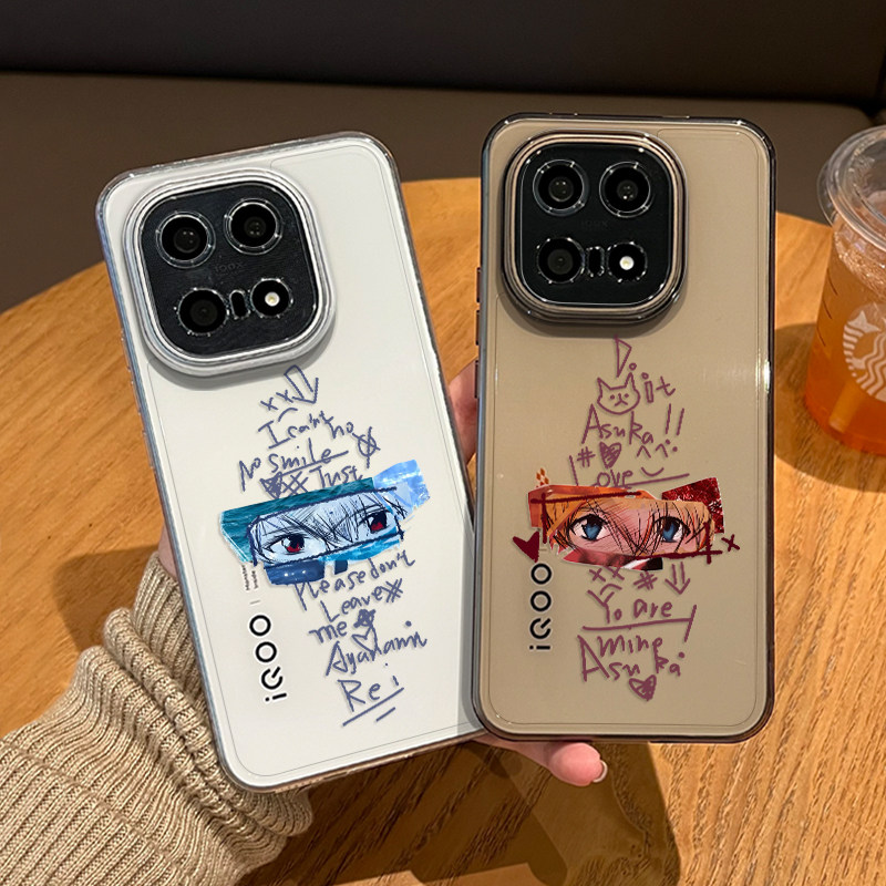 涂鸦eva手机壳适用iqoo15透明iqooneo10明日香13绫波丽12pro动漫11s新款z9turbo+二次元8日系7se周边6por外壳