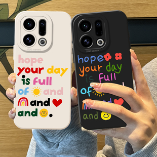 多巴胺文字手机壳适用oppofindx9pro硅胶x8s x6笑脸太阳por外壳十小众高级感独特好看创意女 情侣x7ultra新款