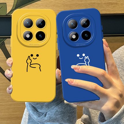 竖中指比耶手机壳适用红米note15pro硅胶14情侣13搞怪turbo4趣味12简约11t新款3创意10线条9男女外壳redmi十+