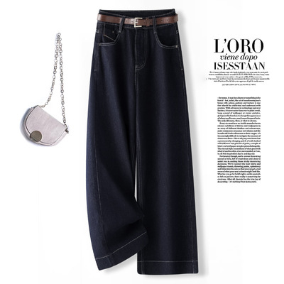 复古阔腿牛仔裤女2025秋季新款时