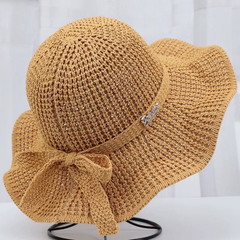 新款草帽女士遮阳防晒帽夏季沙滩渔夫帽骑车盆帽中老年妈妈太阳帽