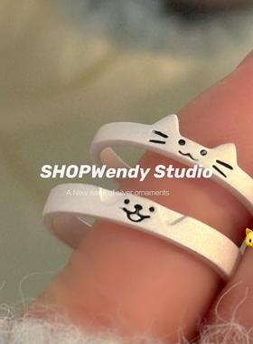 百元内猫狗之恋999纯银情侣对戒