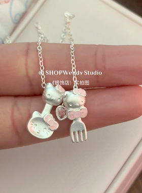 HelloKitty汤勺叉子足银999项链