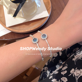 SHOPWendy 超闪buling 海蓝宝S925纯银碎银子竹节简约闺蜜手链