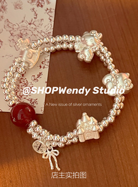 原创马年纯银凯蒂kitty手链