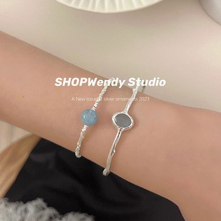 SHOPWendy | 一起去看海 S925纯银夏季海蓝宝碎银子手链手镯