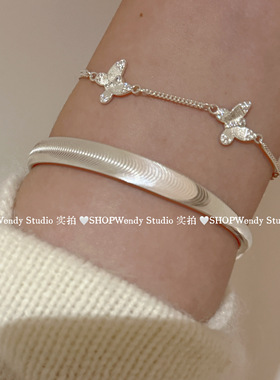 爆闪猫眼足银999.9手镯可调节