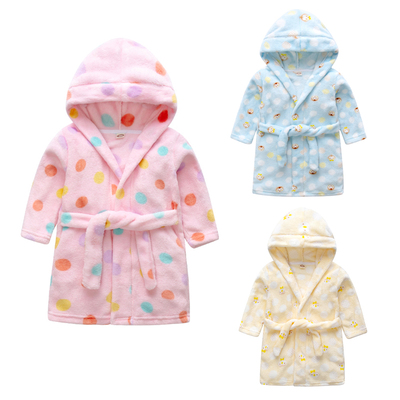 儿童浴袍2018秋冬装新款男女童家居服加绒卡通睡衣舒适睡袍裙保暖