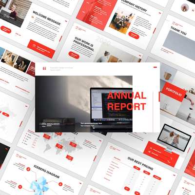 【年度报告红色】简单干净ppt模板keynote行政人员公司会议合作