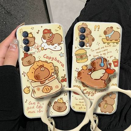 卡皮巴拉适用OPPOReno11手机壳Reno10/7/4/5/6/8/9全包A1pro防摔K10个性K9可爱A58女findX5/X3/X6Pro软硅胶套