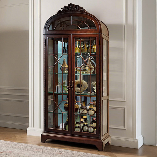 美式轻奢实木酒柜欧式复古