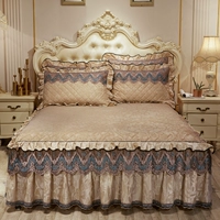 Mùa thu và mùa đông ren giường nhung nhung trải giường màu rắn Simmons bộ giường dày dày sang trọng quilted trượt bìa - Váy Petti ga giường viền họa tiết