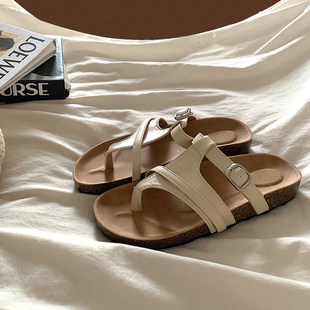 金屿鹿 ins晚晚风平底人字拖女小众勃肯鞋法式复古沙滩夹脚凉拖鞋