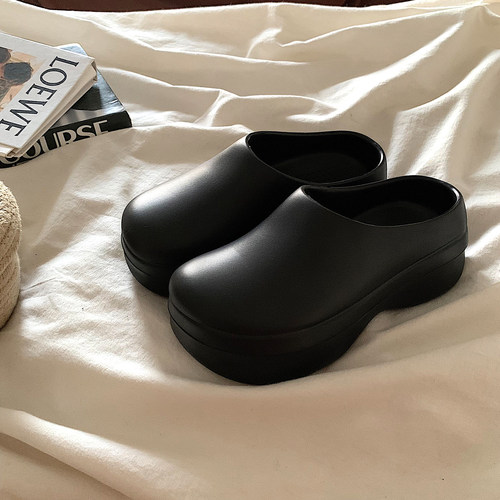 日系厚底厨师鞋女夏季外穿踩屎感轻便透气包头洞洞鞋穆勒凉拖ins