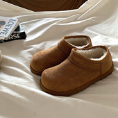 皮毛一体加绒雪地靴女冬ins超火复古加厚短筒棉鞋 金屿鹿 美拉德