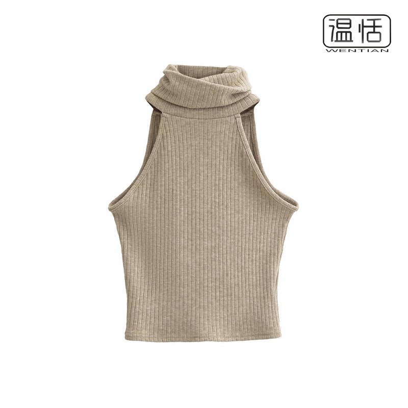 【包邮】辣妹杏色高领窄肩性感无袖针织背心女弹力修身打底短上衣,女装/女士精品,背心吊带,淘宝优惠券,粉丝福利购,淘宝优惠卷