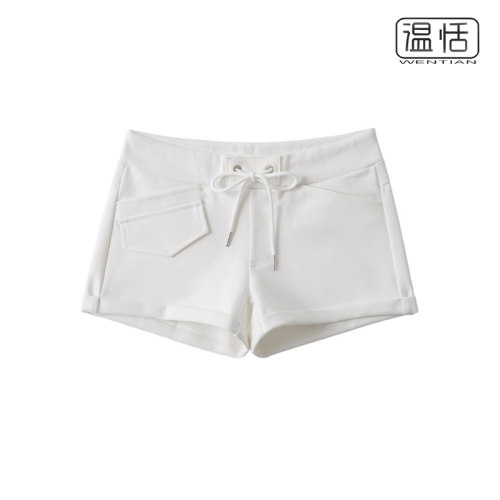 辣妹风短裤抽绳卷边卫裤