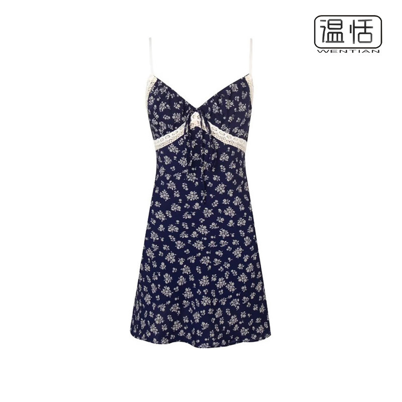 A字碎花蕾丝花边短裙子图片