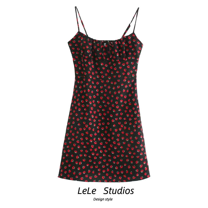 【包邮】法式小众复古性感小野玫瑰花吊带裙心机露背显瘦连衣短裙,女装/女士精品,连衣裙,淘宝优惠券,粉丝福利购,淘宝优惠卷