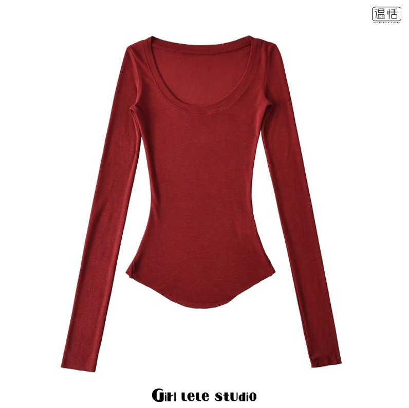 美式辣妹风U领时尚简约T恤