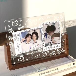 拍立得相框摆台磁吸相纸照片亚克力相框手工diy闺蜜情侣互送礼物