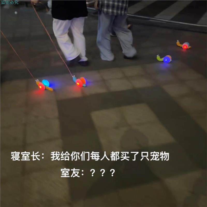 牵绳蜗牛趣味学步儿童玩具创意发光拖线溜拉着走大学生萌趣牵拉线