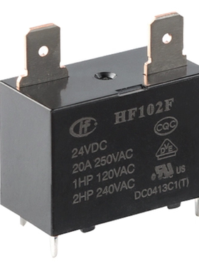 HF102F- JQX-102F-P -12VDC/24VDC 4脚20A 宏发空调热水器继电器