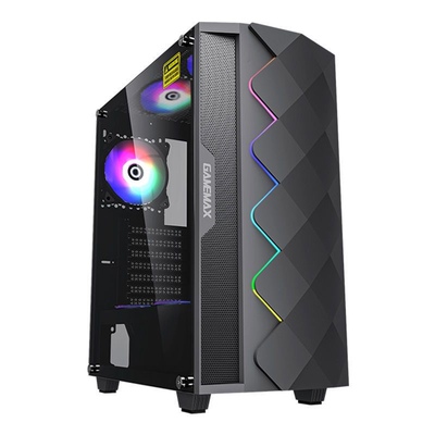 游戏帝国GAMEMAX 小虎牙黑色 玻璃侧透电脑机箱/支持EATX/RGB灯条