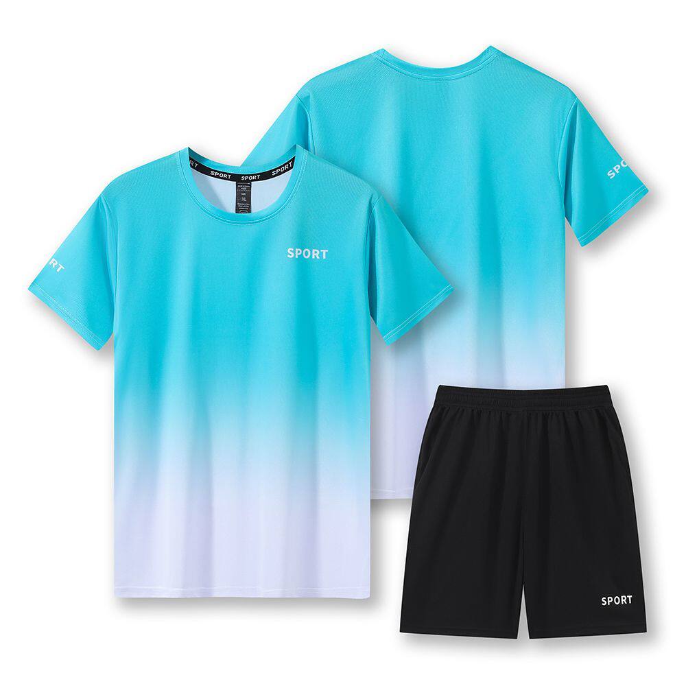 速干t恤印logo短袖班服印字工作衣服羽毛球队服跑步运动套装