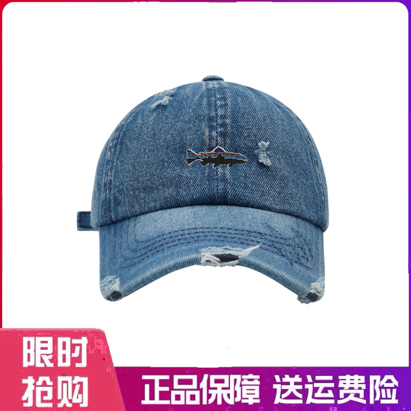 户外帽子街头嘻哈水洗破洞牛仔布棒球帽男女夏逛街时尚休闲鸭舌帽