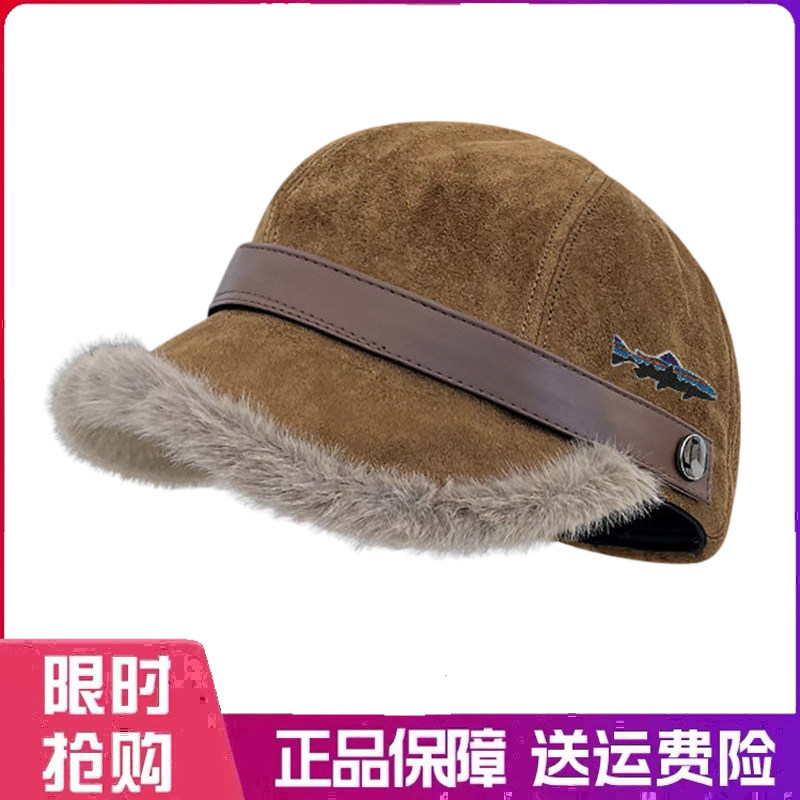 户外帽子麂皮绒毛绒渔夫帽男女秋冬加厚保暖百搭显脸小鸭舌帽盆帽
