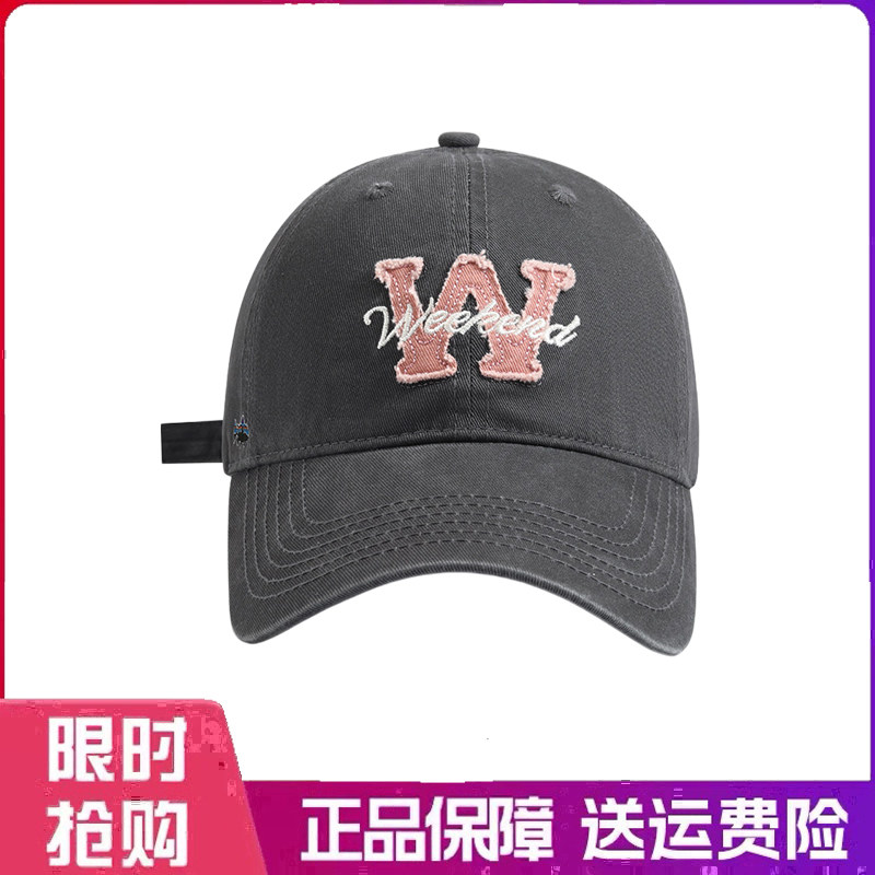 户外帽子W字母大头围棒球帽街头复古百搭软顶宽帽檐显脸小鸭舌帽
