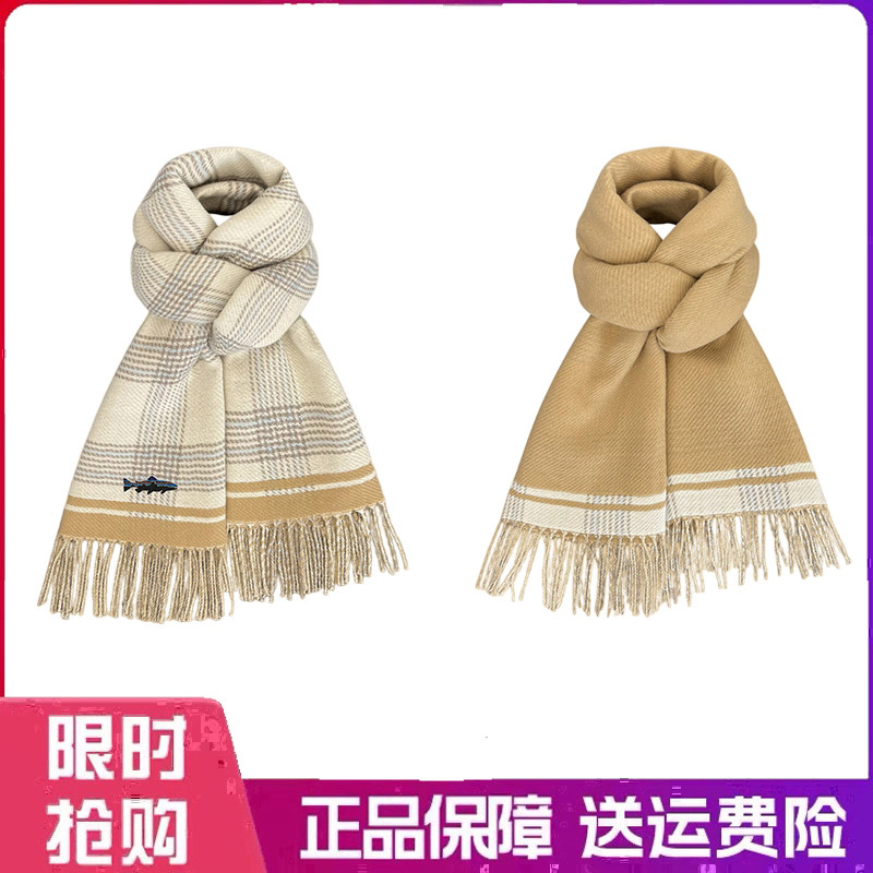 户外围巾温柔软糯格子双面围巾女冬保暖百搭日系文艺显白围脖披肩
