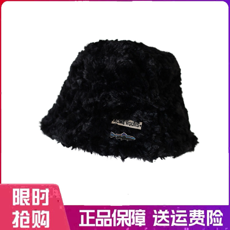 户外帽子羊羔毛渔夫帽女秋冬日系百搭显脸小冬季加厚保暖毛绒盆帽