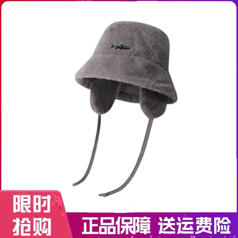 户外帽子毛绒护耳渔夫帽女冬季保暖骑车帽加厚防风毛茸盆帽雷锋帽