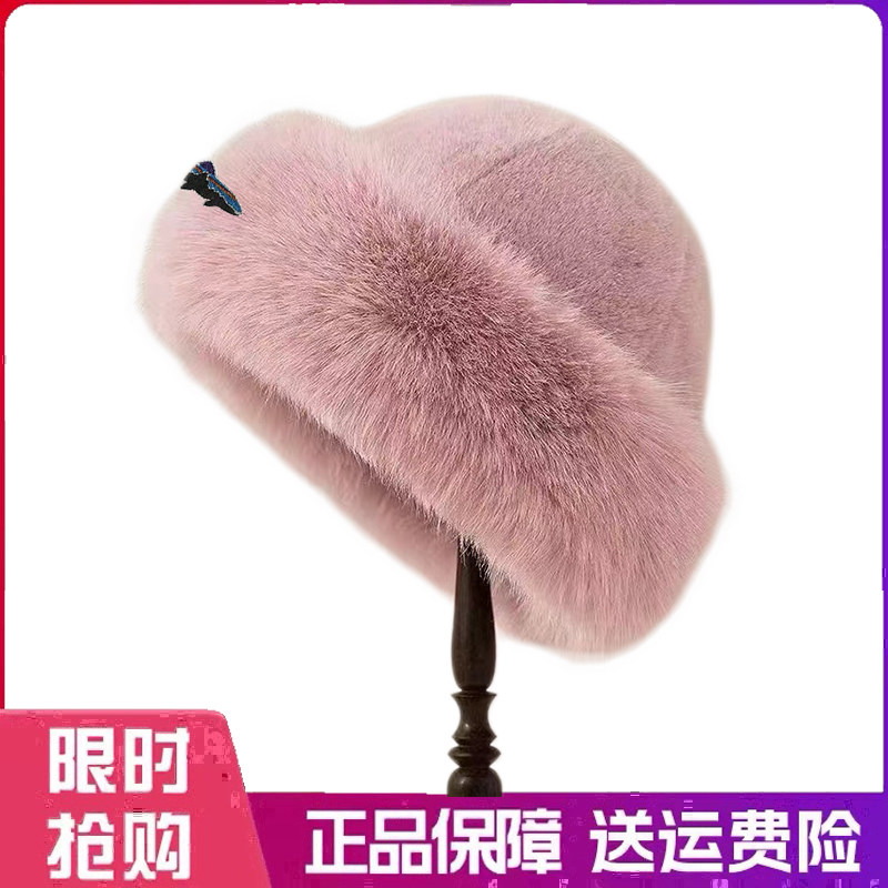 户外帽子毛绒蒙古帽女冬防寒白色保暖东北盆帽护耳帽狐狸毛渔夫帽