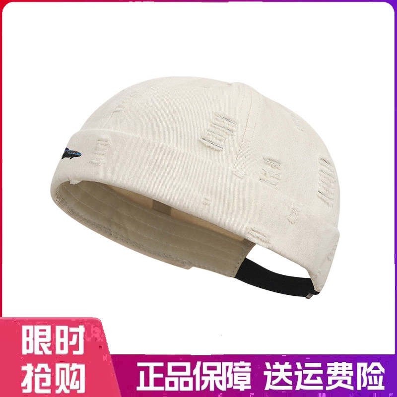户外帽子复古破洞做旧无檐瓜皮帽男女四季街头嘻哈风潮流透气舒适