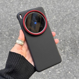 高级轻奢荔枝纹丹红无边框硬适用小米15Ultra手机壳14pro磁吸红米K80华为mate70/60pro+荣耀magic7pro薄power