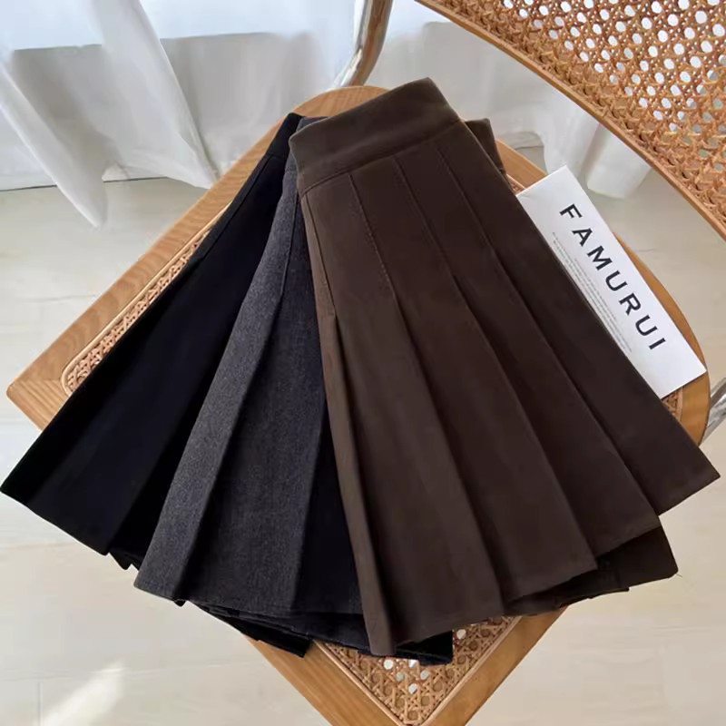 女童2023秋冬新款半身裙毛呢裙子