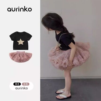 女童夏装套装童装夏季短袖纯棉上衣tutu裙女宝裙子洋气衣服两件套