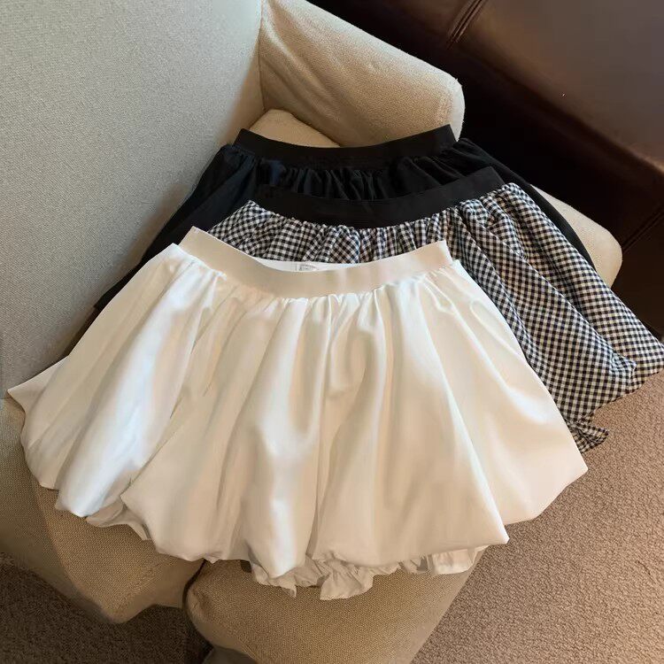 女童白色花苞半身裙裤春夏高腰A字半裙小女孩防走光蓬蓬超短裙裤5