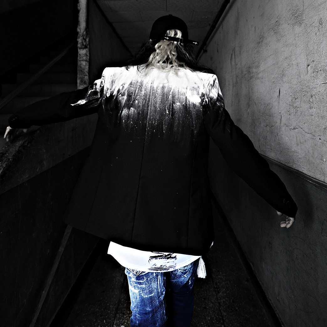 韩国潮牌BytheR男女渐变彩绘晚礼服正装单西小西服休闲个性修身黑