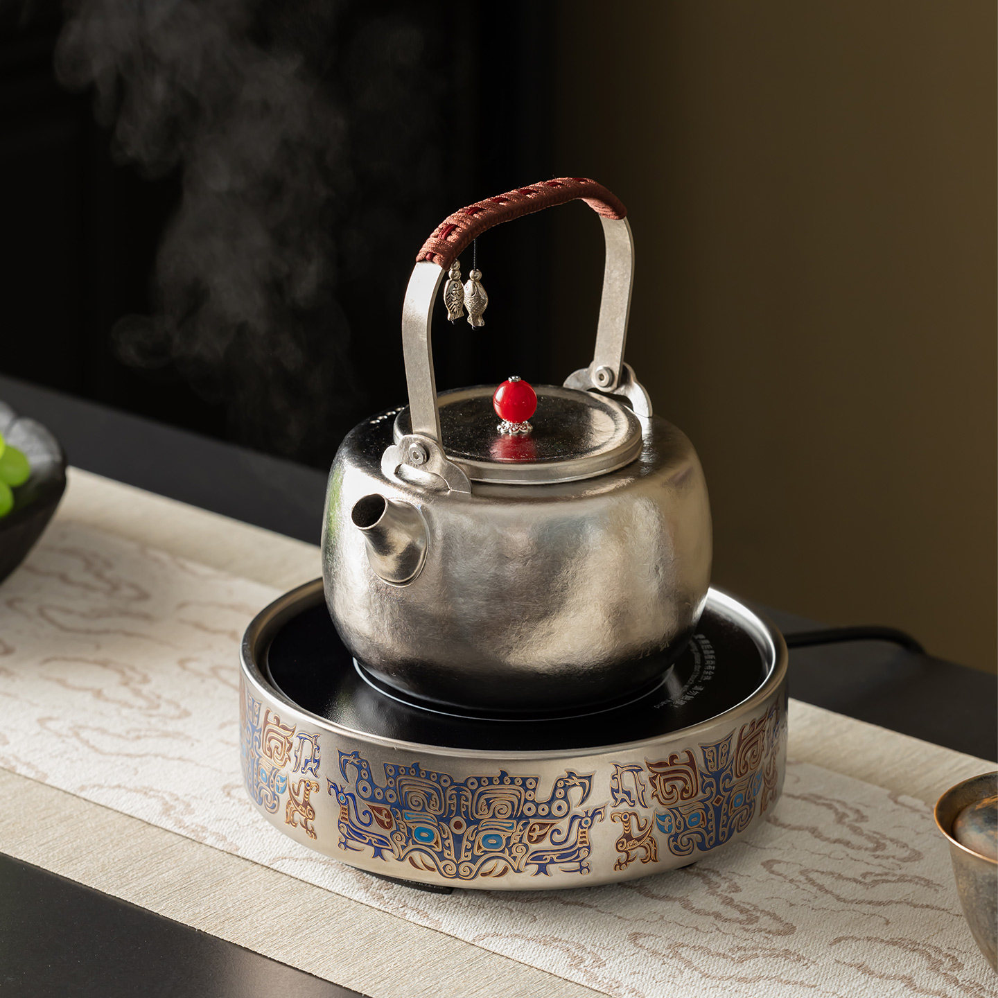 岳恒三星堆陶瓷电陶炉家用室内钛壶耐高温煮茶壶煮茶器围炉煮茶