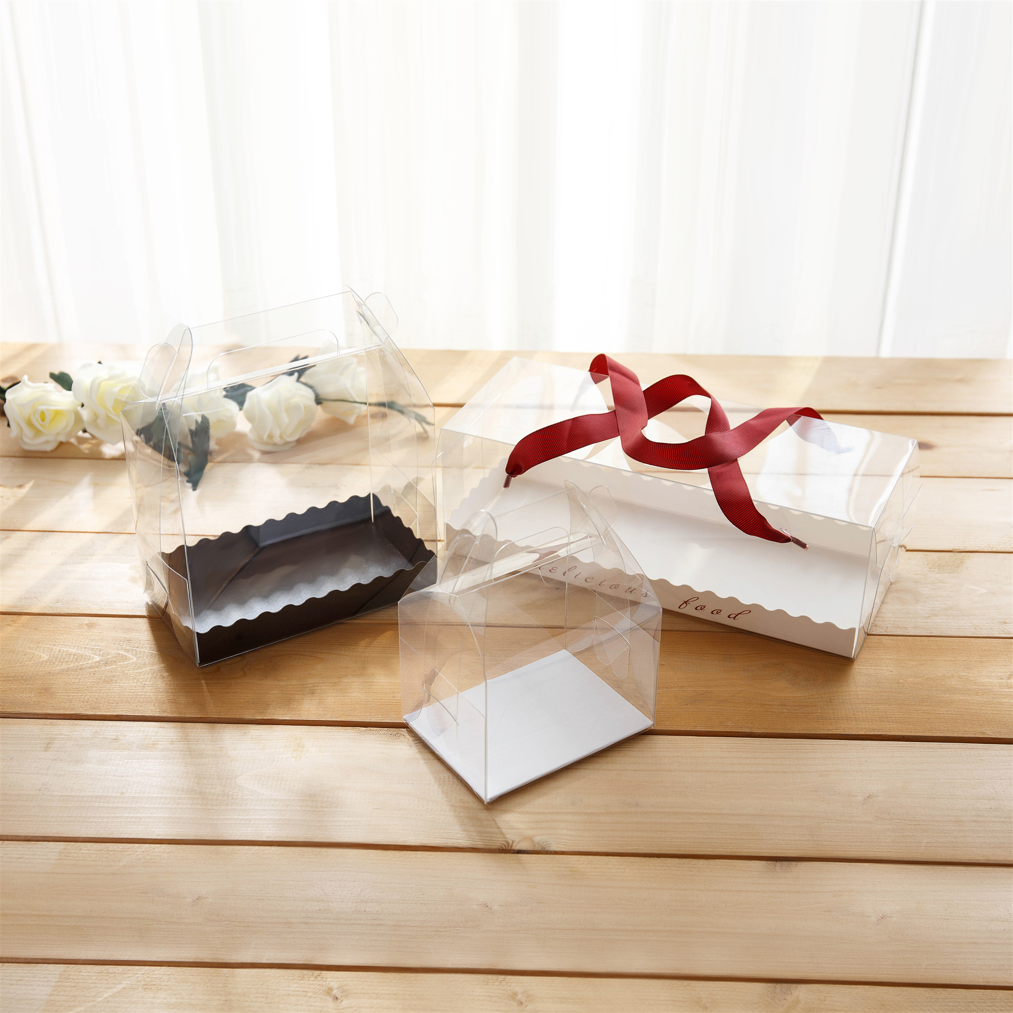 全透明手提长条戚风龙卷蛋糕盒