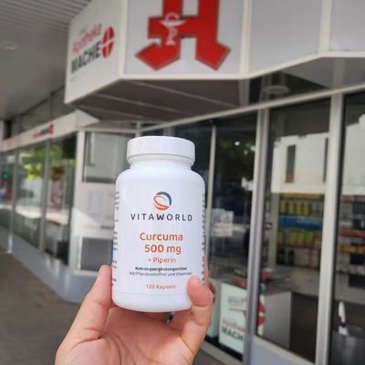 德国代购 姜黄素胶囊 高剂量500毫克 添加胡椒碱促吸收120粒现货