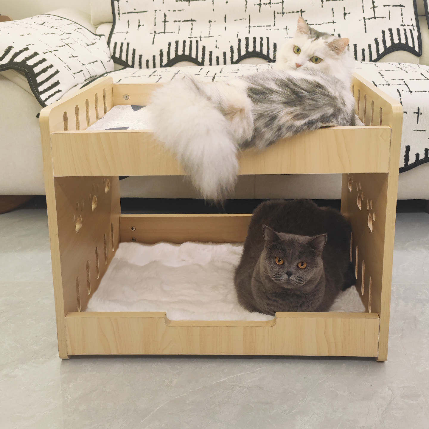可定做实木猫咪猫床上下铺宠物床双层四季通用缅因布偶大体型猫用