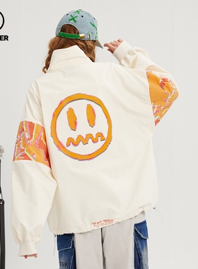beaster官方 小恶魔鬼脸潮流运动夹克拼接复古时尚休闲宽松外套男