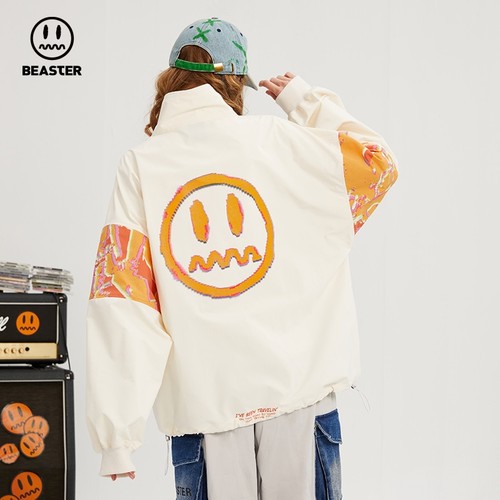 beaster官方 小恶魔鬼脸潮流运动夹克拼接复古时尚休闲宽松外套男