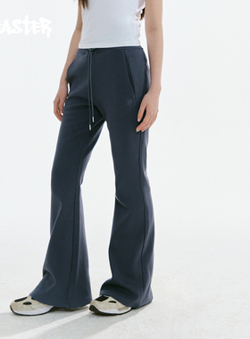 BEASTER质感修身喇叭裤女24春新品双面重磅365g绣花针织卫裤